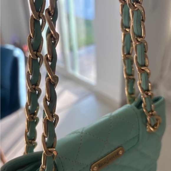 Eric Javits Sage Green Quilted Leather Chain Top Handle Bag - Picture 3 of 6